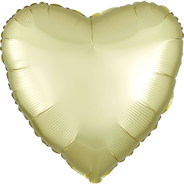 18" Satin Luxe Pastel Yellow Heart Foil Balloons