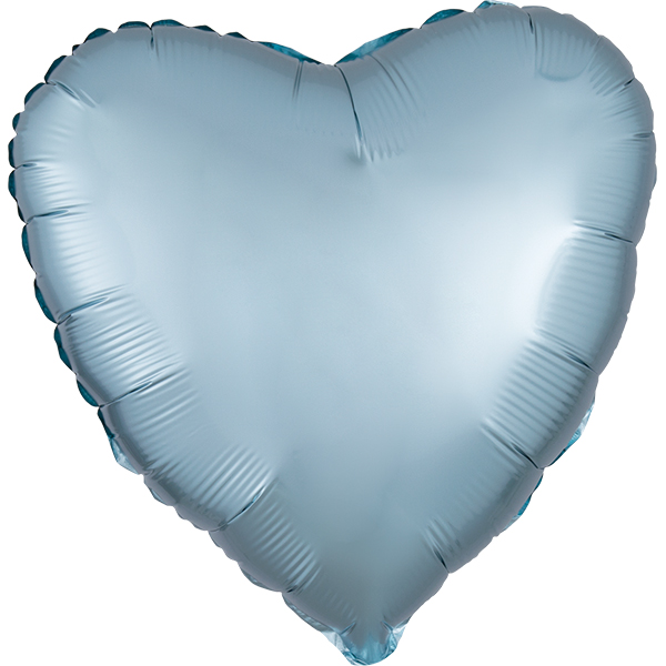 18" Satin Luxe Pastel Blue Heart Packaged Foil Balloons