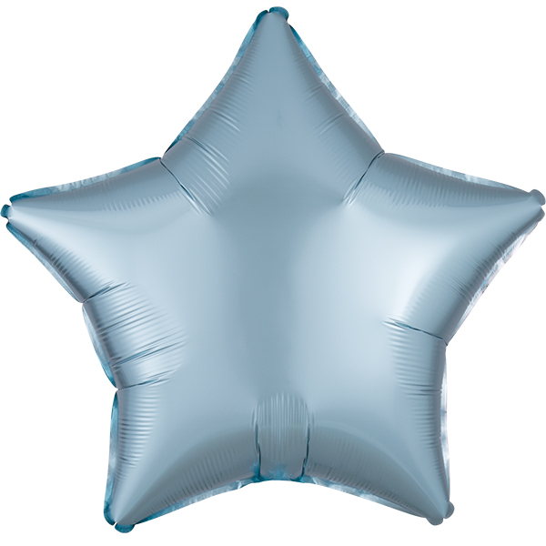 18" Satin Luxe Pastel Blue Star Foil Balloons