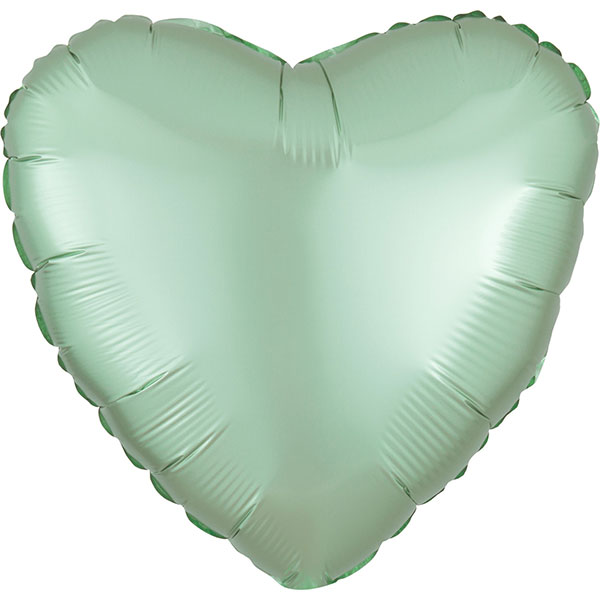 18" Satin Luxe Green Heart Foil Balloons