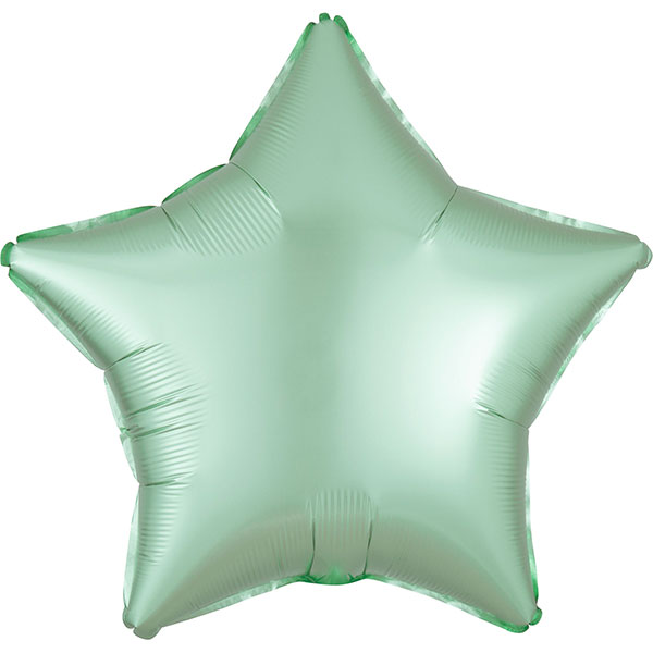 18" Silk Luxe Mint Green Star Foil Balloons