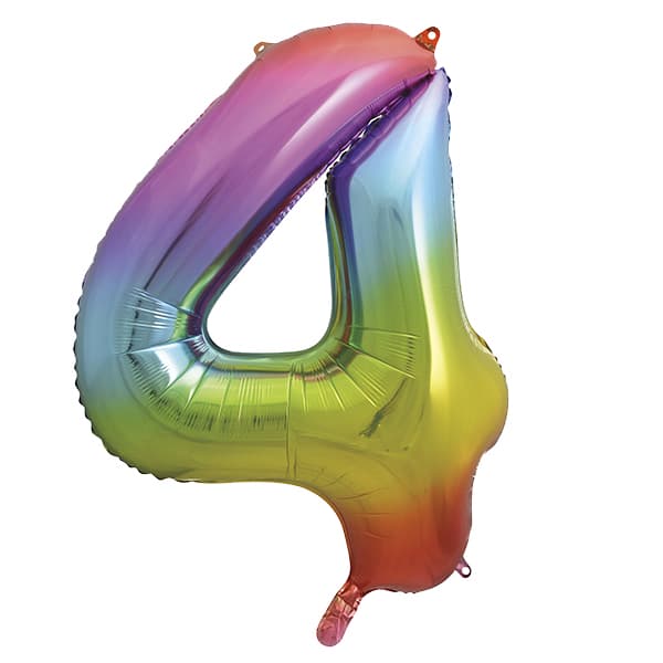 (image for) 34" Unique Rainbow Number 4 Supershape Balloons