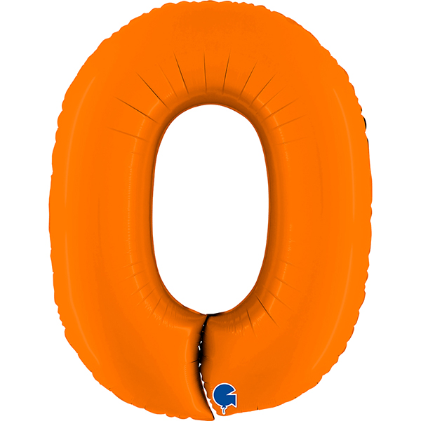 40" Grabo Matte Orange Number 0 Shape Balloons