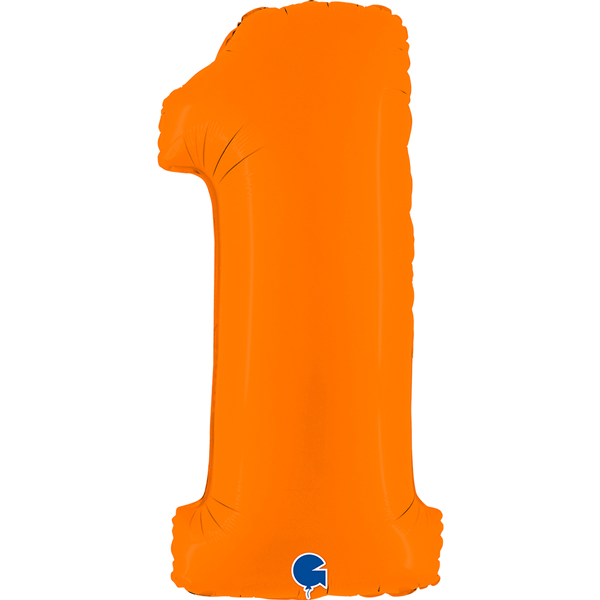 40" Grabo Matte Orange Number 1 Shape Balloons
