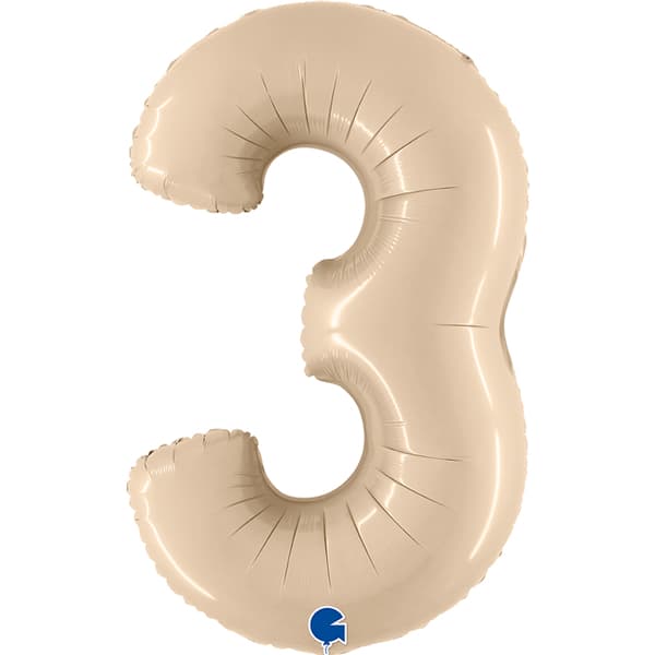 40" Grabo Satin Cream Number 3 Supershape Balloons