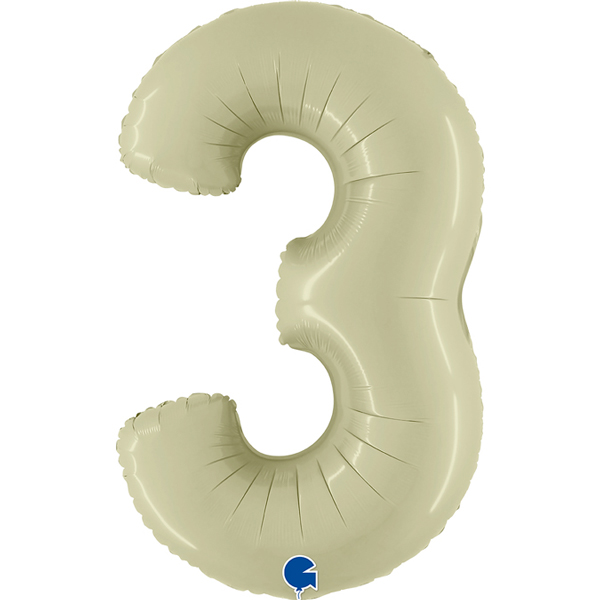 40" Grabo Satin Olive Green Number 3 Shape Balloons