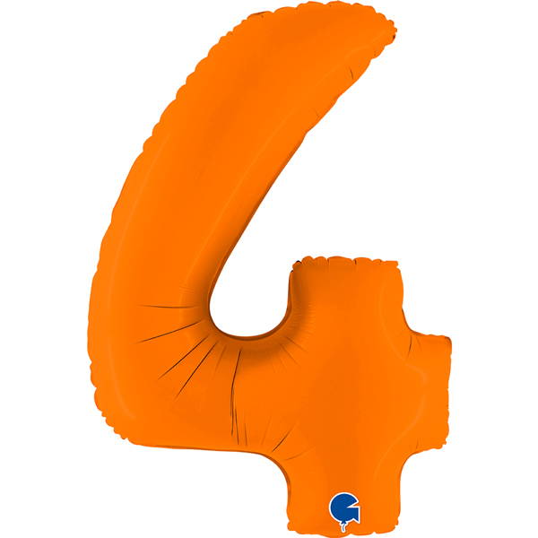 40" Grabo Matte Orange Number 4 Shape Balloons