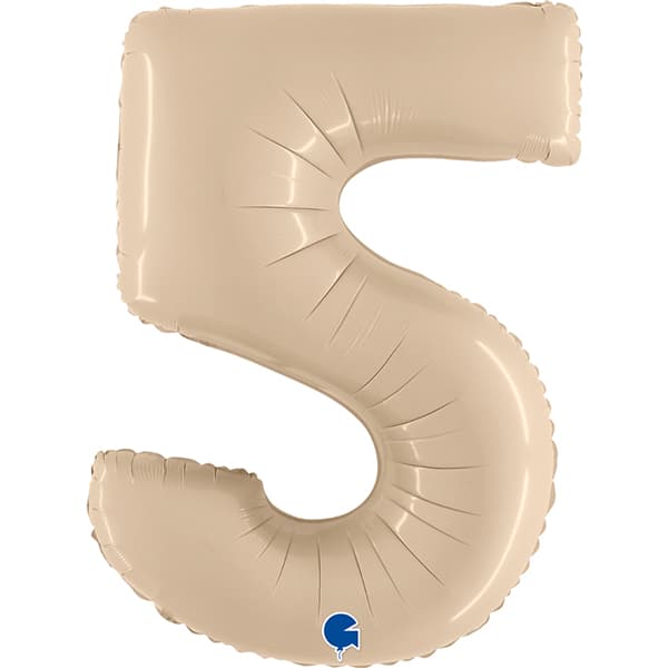 40" Grabo Satin Cream Number 5 Supershape Balloons