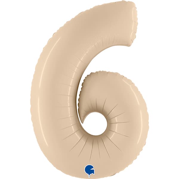 40" Grabo Satin Cream Number 6 Supershape Balloons