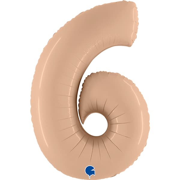 40" Grabo Satin Nude Number 6 Supershape Balloons