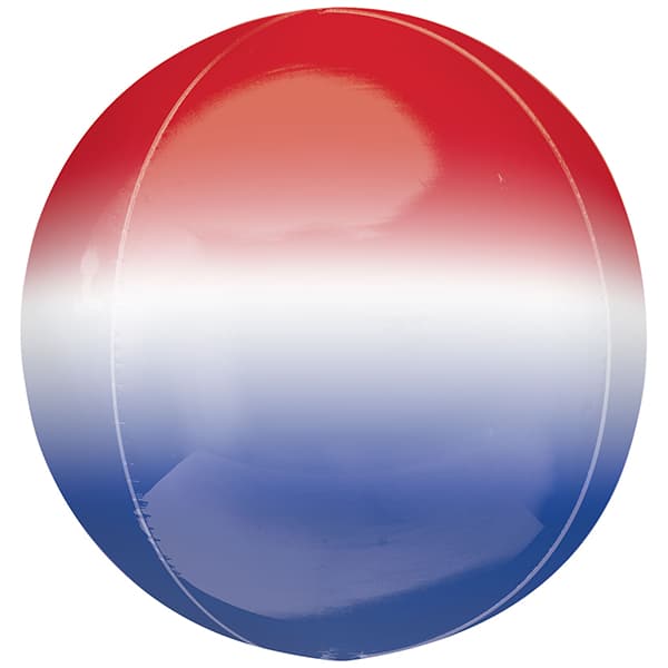 (image for) 15" Red, White And Blue Ombre Orbz Foil Balloons