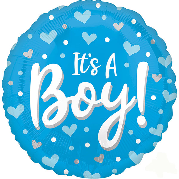 18" Its A Boy Hearts & Dots Foil Balloons