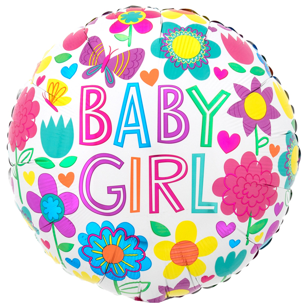 18" Baby Girl Floral Butterfly Foil Balloons