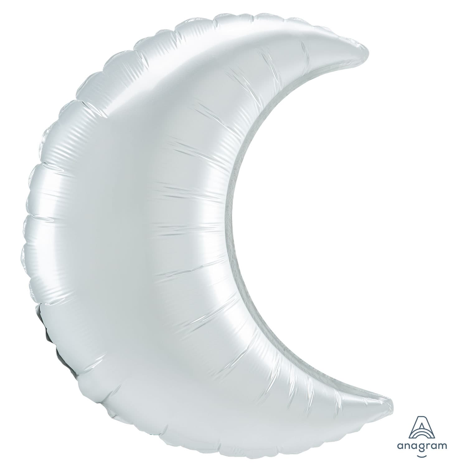 35" Satin White Crescent Moon Foil Balloons 3pk