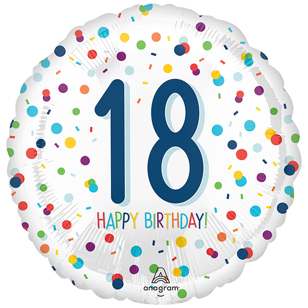 (image for) 18" Confetti Birthday Happy 18th Foil Balloons