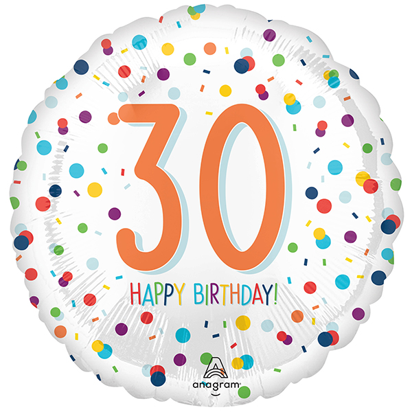 (image for) 18" Confetti Birthday Happy 30th Foil Balloons