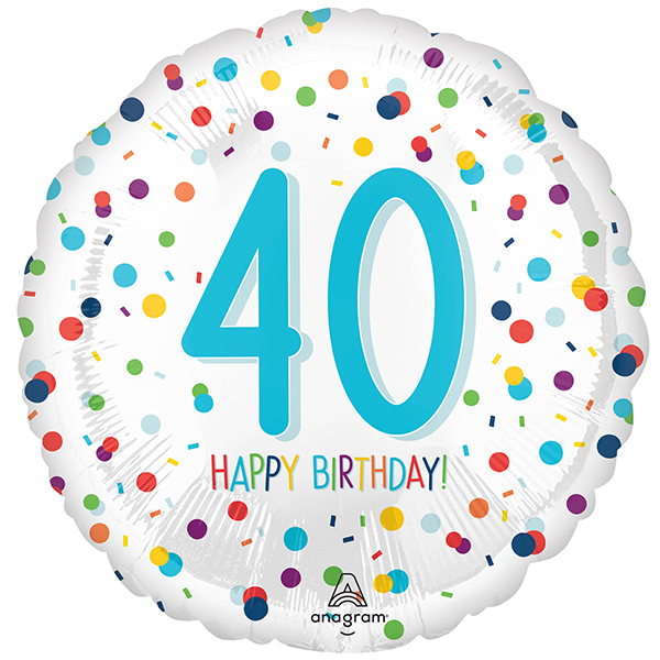 (image for) 18" Confetti Birthday Happy 40th Foil Balloons