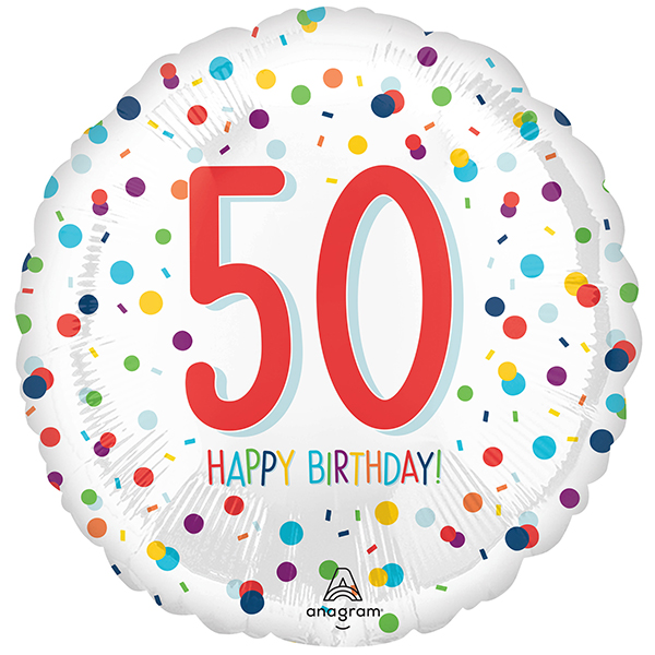 (image for) 18" Confetti Birthday Happy 50th Foil Balloons