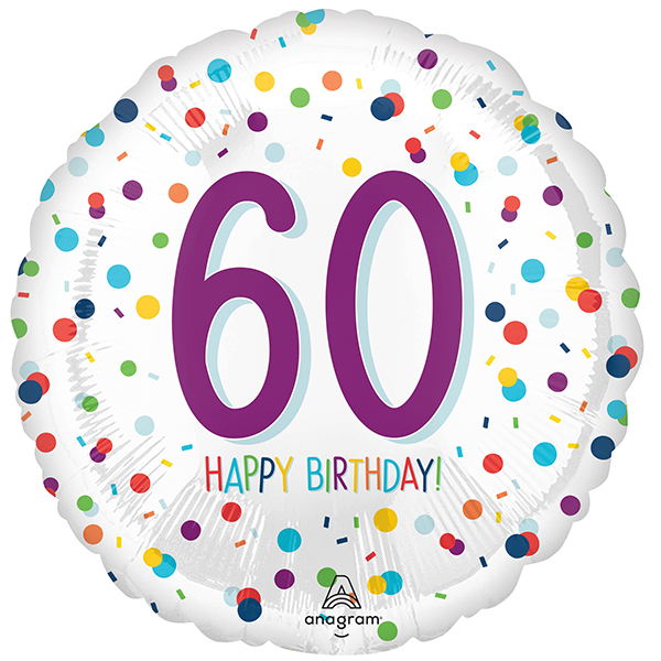 (image for) 18" Confetti Birthday Happy 60th Foil Balloons