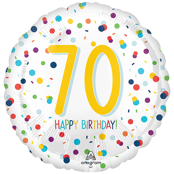 (image for) 18" Confetti Birthday Happy 70th Foil Balloons