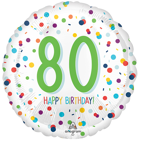 (image for) 18" Confetti Birthday Happy 80th Foil Balloons