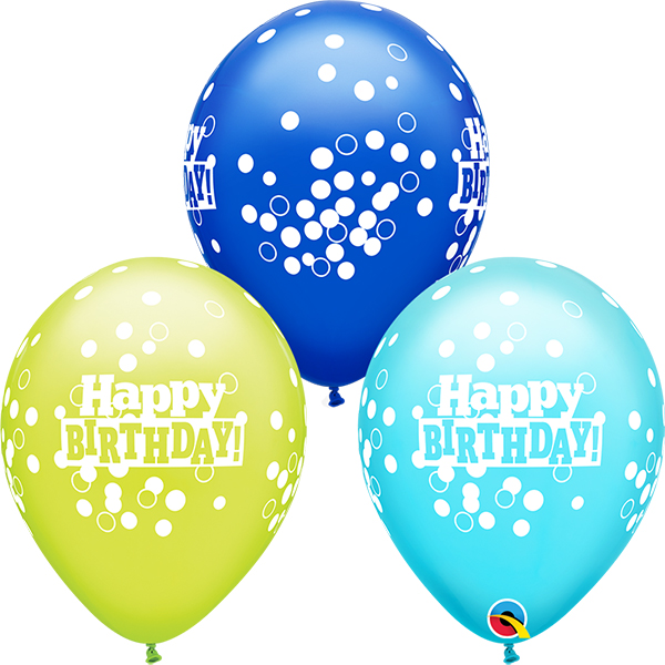 (image for) 11" Birthday Confetti Dots Assorted Latex Balloons 25pk