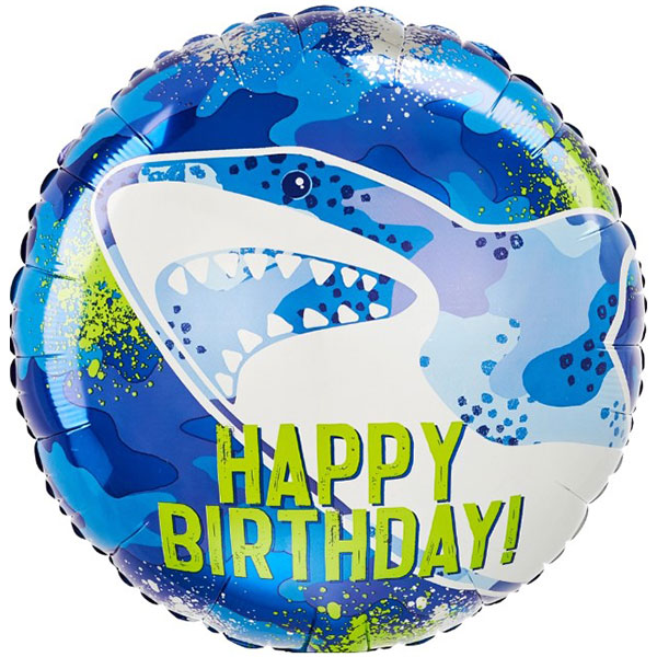 18" Happy Birthday Shark Foil Balloons