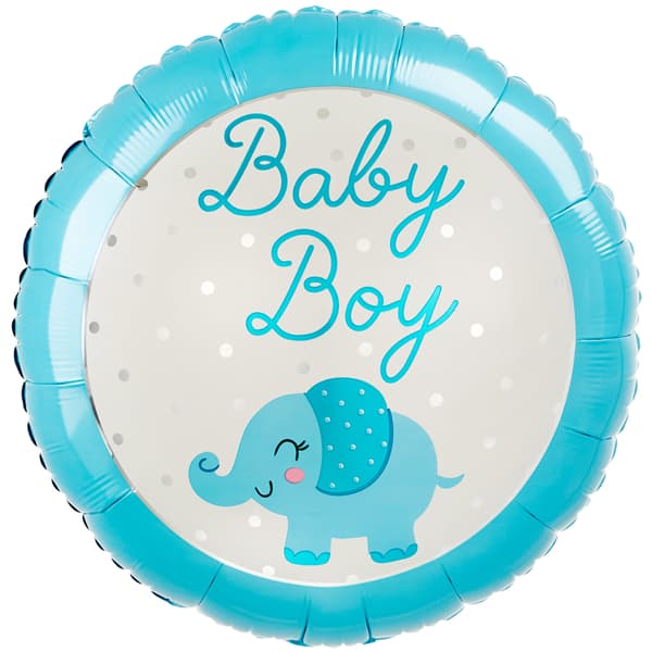 18" Baby Boy Elephant Dots Foil Balloons