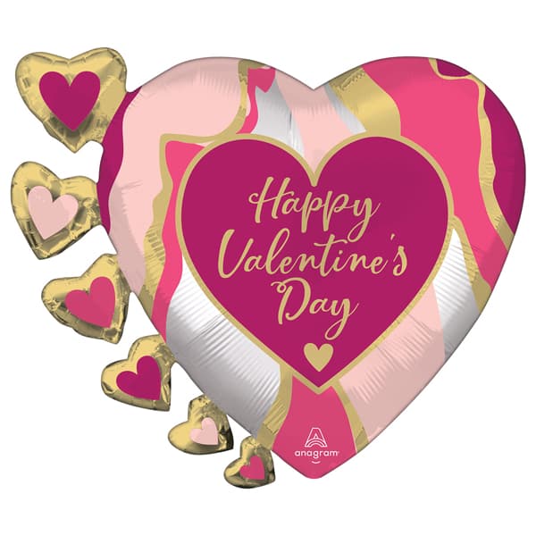 (image for) Happy Valentines Day Marble Abstract Supershape Balloons