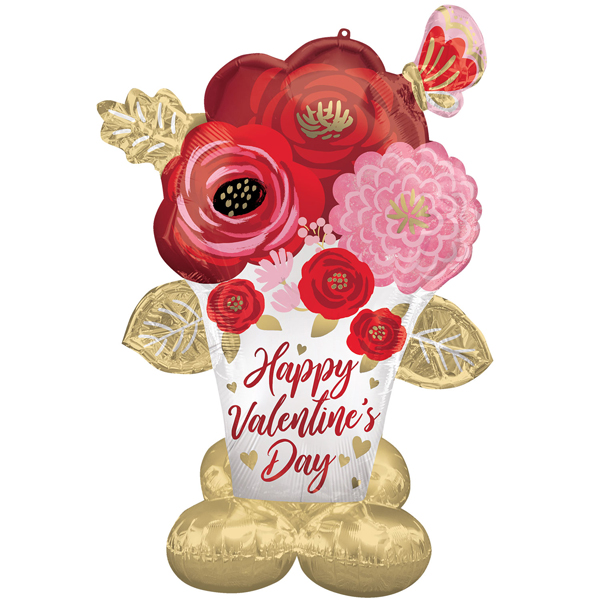 (image for) Valentines Day Painted Flowers Airloonz Large Foil Balloons
