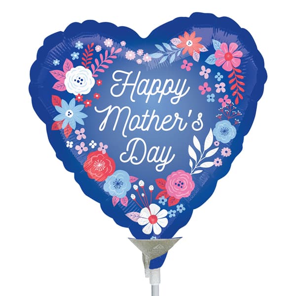 (image for) 9" Artful Florals Happy Mothers Day Air Fill Balloons