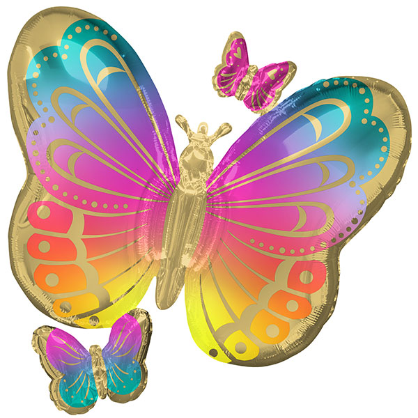 Colourful Butterflies Supershape Balloons