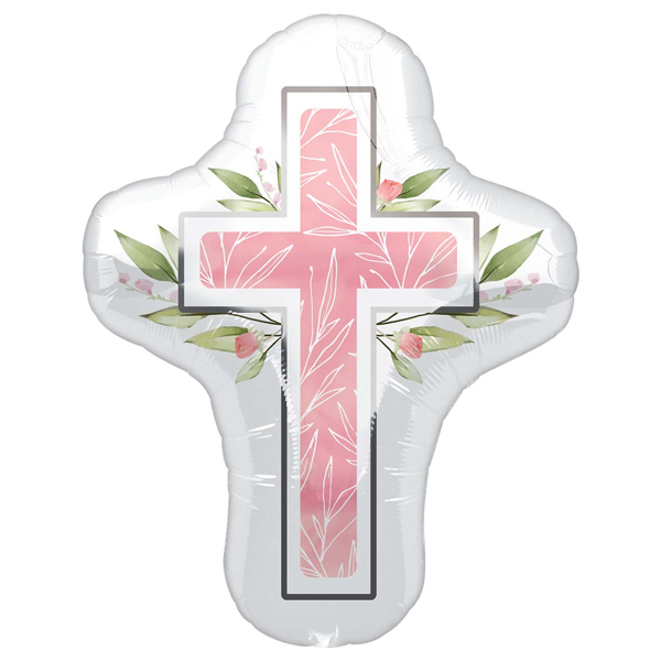 (image for) My First Communion Pink Cross Supershape Balloons