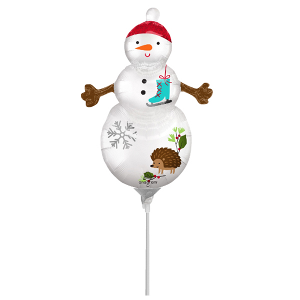 14" Satin Woodland Snowman Air Fill Foil Balloons