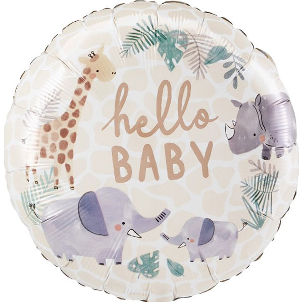 18" Hello Baby Soft Jungle Foil Balloons