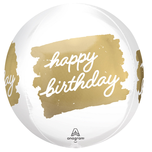 (image for) 15" Golden Age Happy Birthday Orbz Foil Balloons