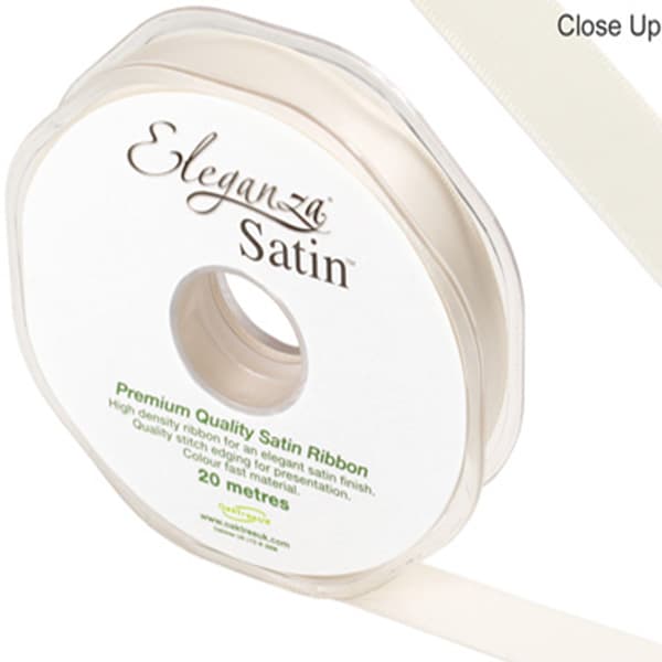 Ivory Double Faced Satin Ribbon 15mm x 20m