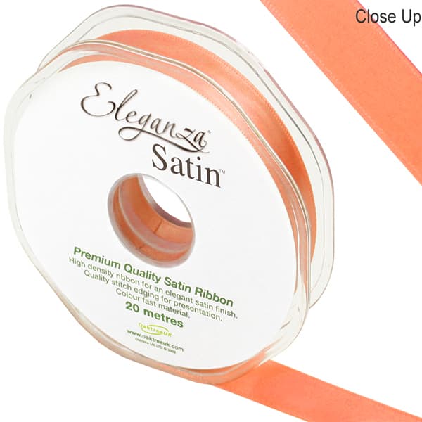 Coral Double Faced Satin Ribbon 15mm x 20m