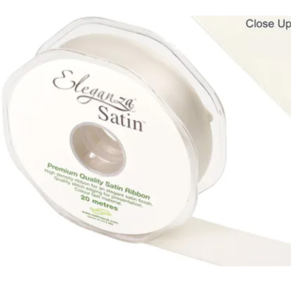 (image for) Ivory Double Faced Satin Ribbon 25mm x 20m
