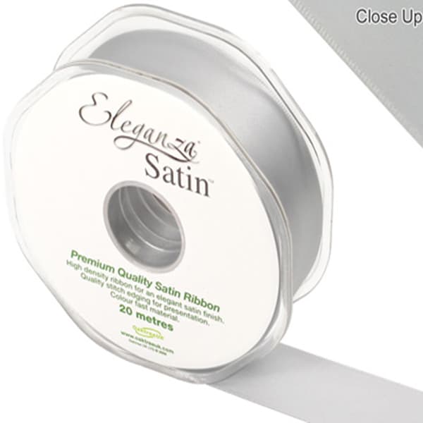 (image for) Silver Double Faced Satin Ribbon 25mm x 20m