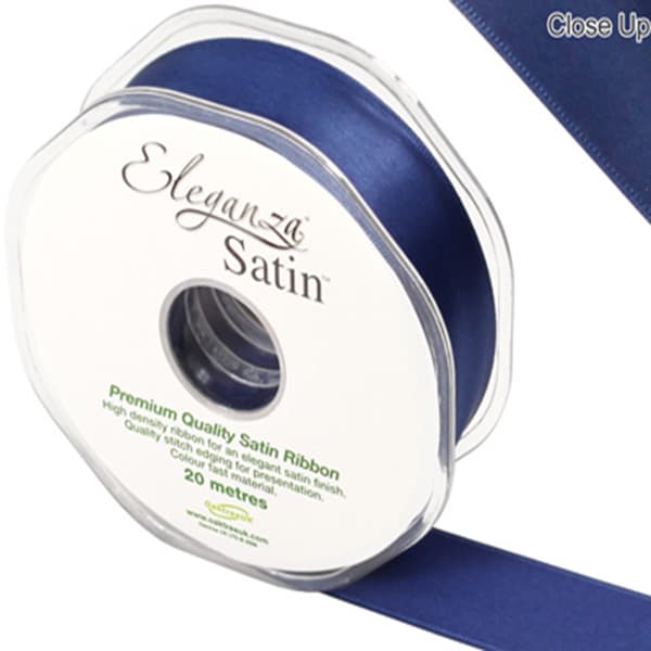 (image for) Navy Blue Double Faced Satin Ribbon 25mm x 20m