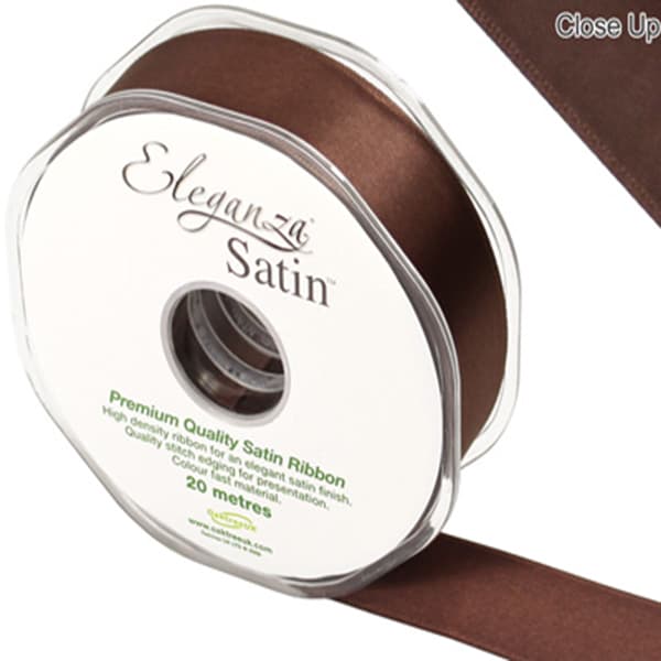 Chocolate Double Faced Satin Ribbon 25mm x 20m
