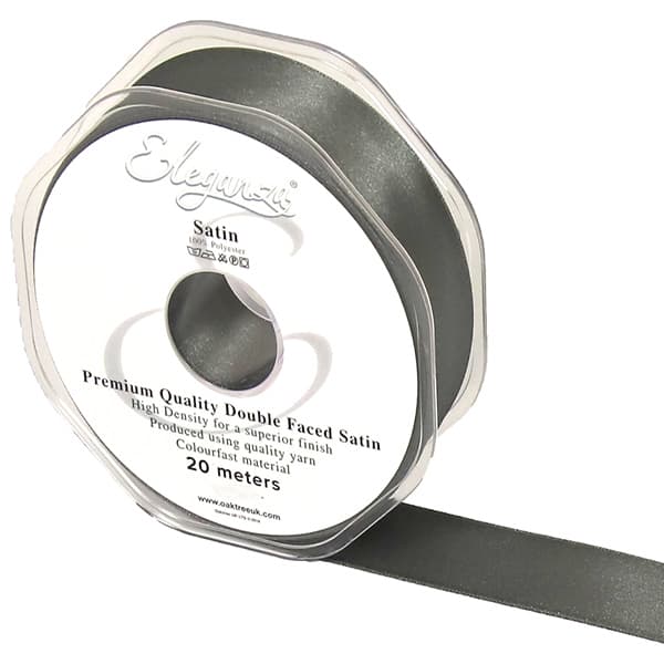 (image for) Graphite Double Faced Satin Ribbon 25mm x 20m