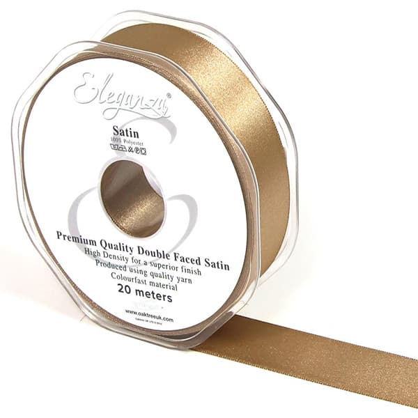 Mocha Double Faced Satin Ribbon 25mm x 20m