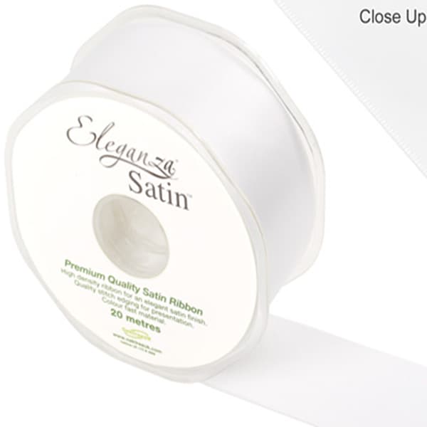 White Double Faced Satin Ribbon 38mm x 20m