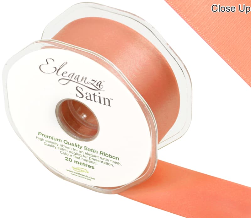 Coral Double Faced Satin Ribbon 38mm x 20m