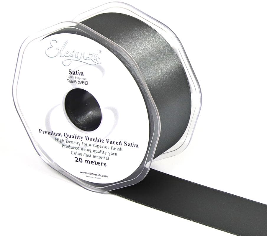 (image for) Graphite Grey Double Faced Satin Ribbon 38mm x 20m