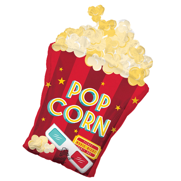 Movie Night Pop Corn Supershape Foil Balloons