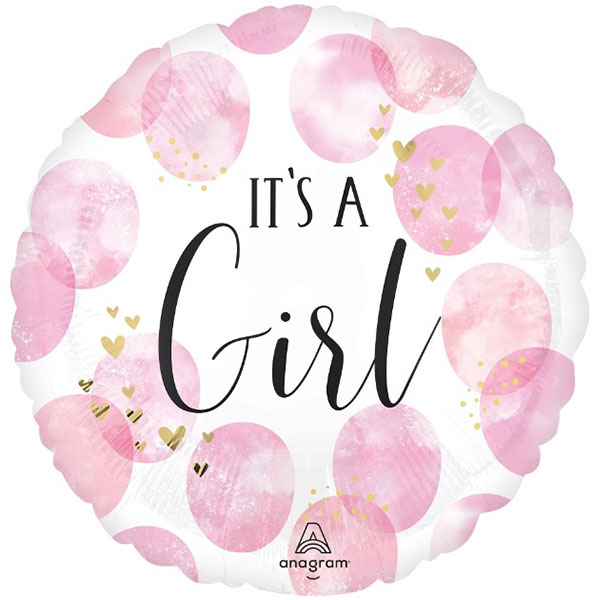 (image for) 18" Baby Girl Pink Watercolor Foil Balloon