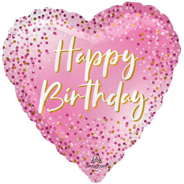 18" Pink Happy Birthday Dots Foil Balloons